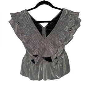 fab'rik Gray Ruffled Sleeveless Blouse
